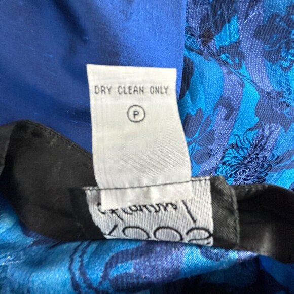 Koos Of Course Women's Long Sleeve Button Down Top Silk 1X Blue Floral Patchwork - Picture 3 of 9